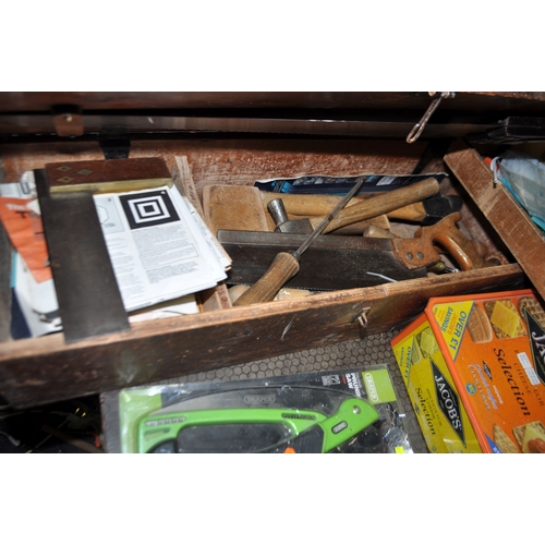 67 - FOUR BOXES CONTAINING TOOLS including a Black and Decker drill, an Ozito sander (both PAT pass and  ...