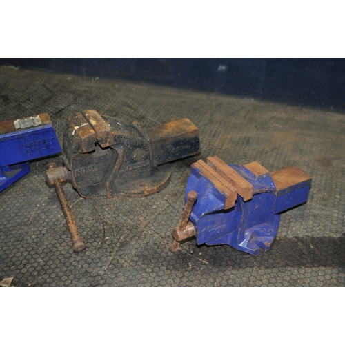 80 - THREE ENGINEERS VICES including a Record No.2, a Record 3 tonne and another (3)...