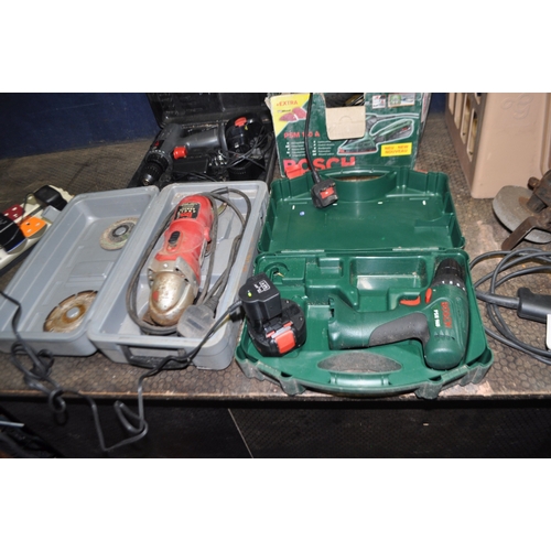 88 - A COLLECTION OF POWER TOOLS including Bosch PSR960 9.6v drill with case, one battery and charger and...