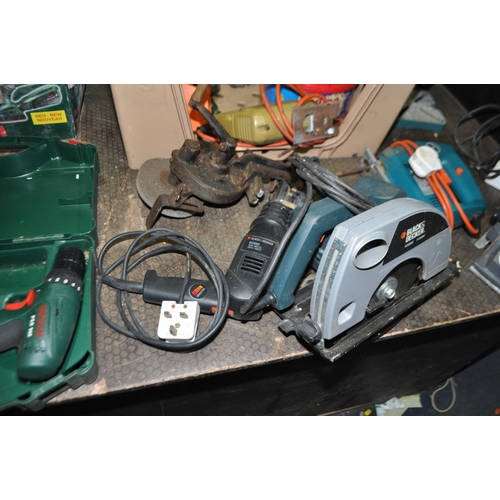 88 - A COLLECTION OF POWER TOOLS including Bosch PSR960 9.6v drill with case, one battery and charger and...