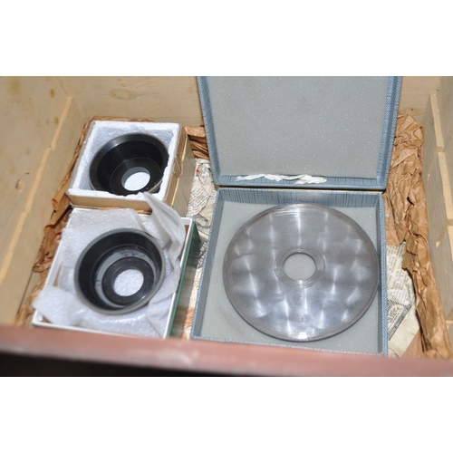 61 - A VINTAGE WOODEN BOX  CONTAINING ENGINEERING TOOLS AND TEST EQUIPMENT including micrometers, dial ga... 