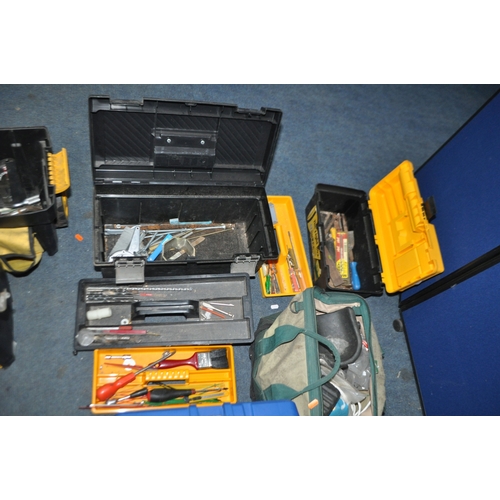 77 - FIVE TOOLBOXES AND A TOOL BAG CONTAINING TOOLS including spirit levels, spanners, sockets a Draper T... 