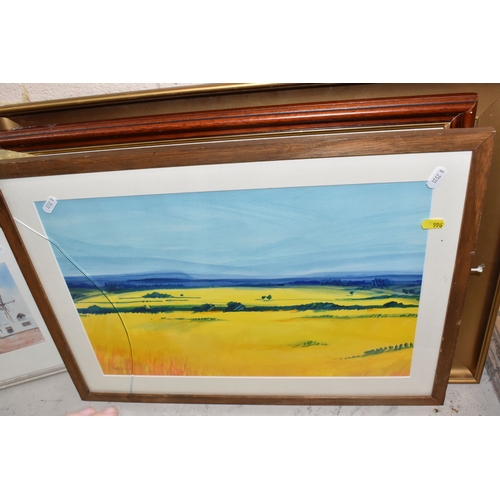 996 - FIVE 20TH CENTURY LANDSCAPE PICTURES, comprising a Leon Packwood oil on board depiction of Cockingto... 