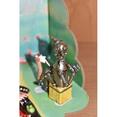 843 - FIVE ARORA DESIGN HIDDEN TREASURES THE WIZARD OF OZ TRINKET BOXES, with display stand, enamel trinke... 