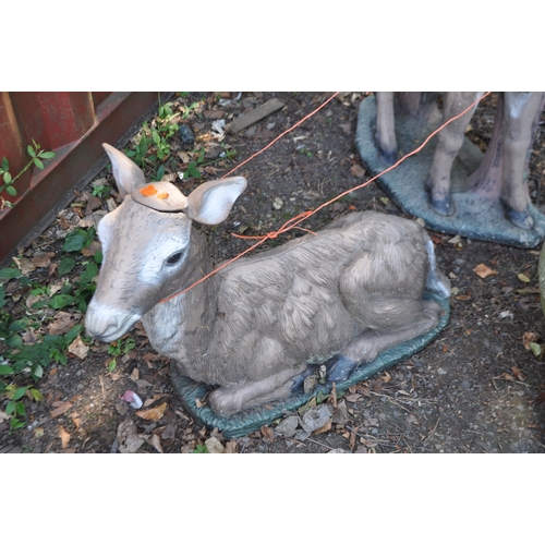 12 - A SET OF TWO GARDEN STATUES, of deer's with interchangeable ears / antlers, one is standing, the oth... 