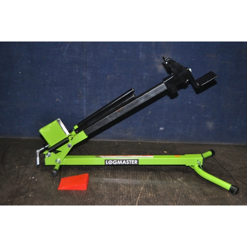 A LOGMASTER MANUAL LOG SPLITTER with blade guard, maximum log length ...