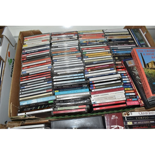 FOUR BOXES AND A FOLDER OF DVDS, CDS, ETC to include a large collection ...