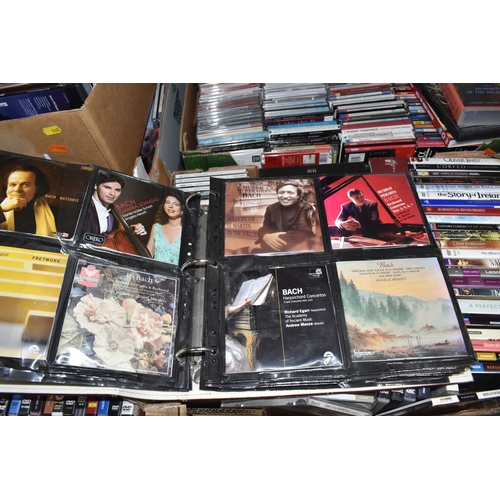 FOUR BOXES AND A FOLDER OF DVDS, CDS, ETC to include a large collection ...