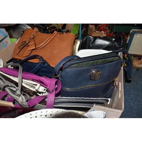 SEVEN BOXES OF LADIES' CLOTHES AND ACCESSORIES, to include dresses ...