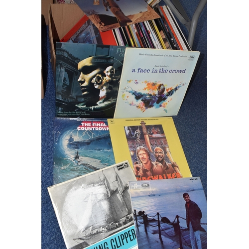 TWO BOXES OF FILM SOUNDTRACK RECORDS, approximately one hundred vinyl ...
