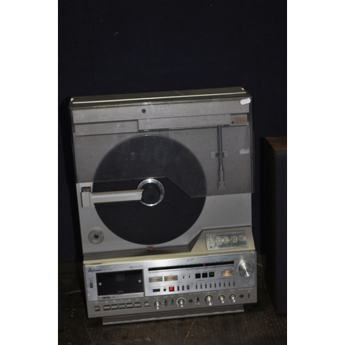 54 - A MITSUBISHI MC8000 MUSIC CENTRE with a linear tracking turntable, FM radio, tape and matching speak... 