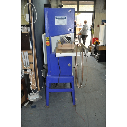 71 - A CHARNWOOD W720 BANDSAW ON STAND with parallel and mitre guides and spare blades total height 171cm... 