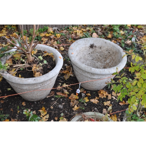 13 - A PAIR OF TERRACOTTA PLANTERS, 40cm diameter x height 31cm, and a pair of concrete planters, diamete... 