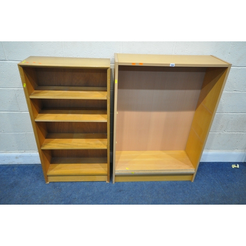 154 - A MODERN OPEN BOOKCASE, width 80cm x depth 30cm x height 116cm, along with a smaller bookcase, condi... 