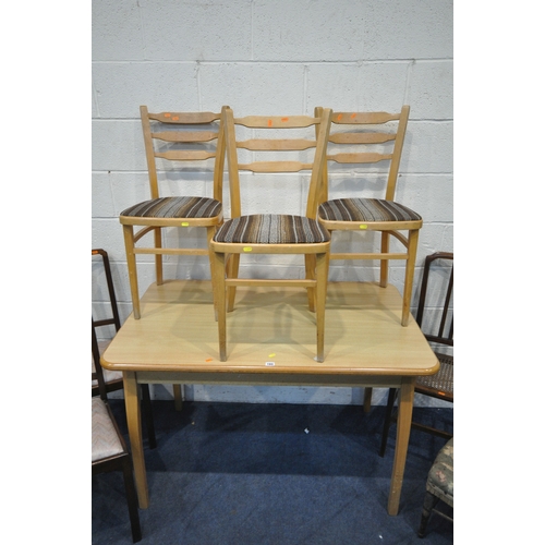 160 - A MODERN RECTANGULAR TABLE, width 122cm x depth 76cm x height 78cm, a set of three chairs, a pair of... 