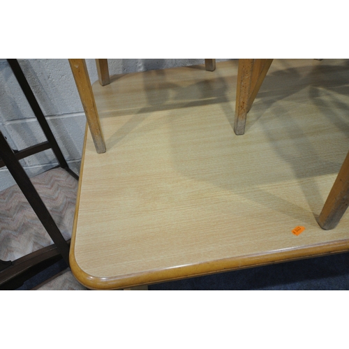 160 - A MODERN RECTANGULAR TABLE, width 122cm x depth 76cm x height 78cm, a set of three chairs, a pair of... 