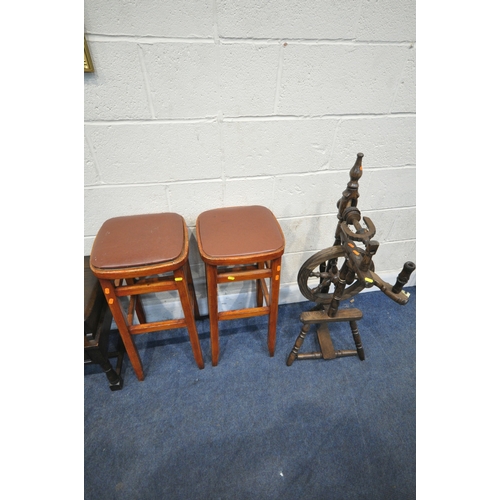 162 - A PRIORY OAK TELEPHONE SEAT, with a single drawer, width 85cm x depth 38cm x height 53cm, a matching... 