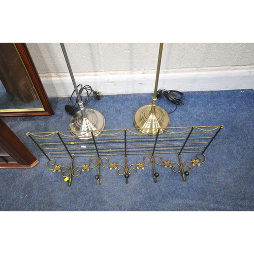 165 - A SELECTION OF OCCASIONAL FURNITURE, to include two standard lamps, two mirrors, a small corner cupb... 