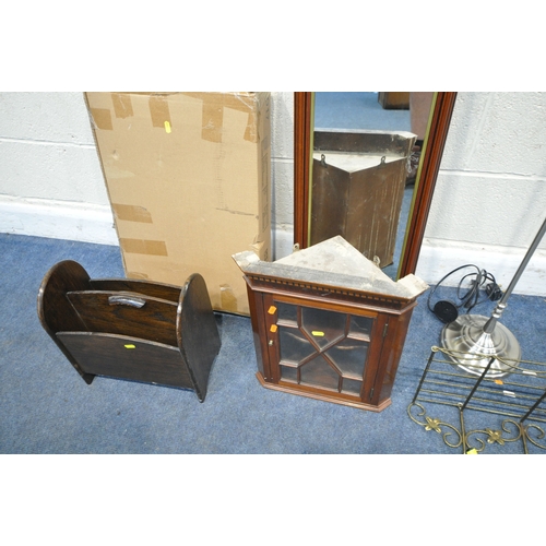 165 - A SELECTION OF OCCASIONAL FURNITURE, to include two standard lamps, two mirrors, a small corner cupb... 
