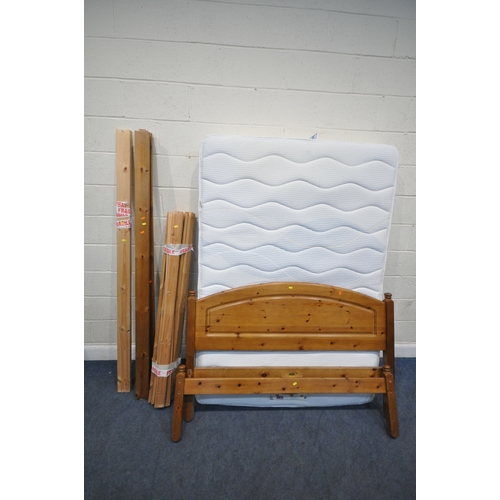 168 - A SILENT NIGHT 4FT6 MATTRESS, along with a modern pine bedstead, with siderails, slats and screws, c... 
