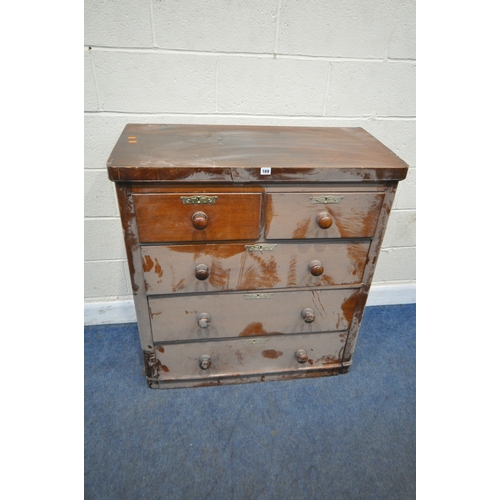 169 - A VICTORIAN MAHOGANY CHEST OF TWO SHORT OVER THREE LONG DRAWERS, width 97cm x depth 52cm x height 10... 