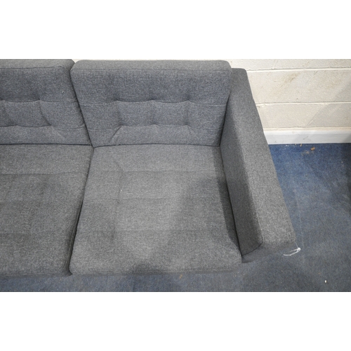 176 - A MODERN GREY UPHOLSTERED TWO SEATER SOFA, length 164cm x depth 95cm x height 78cm, condition report... 
