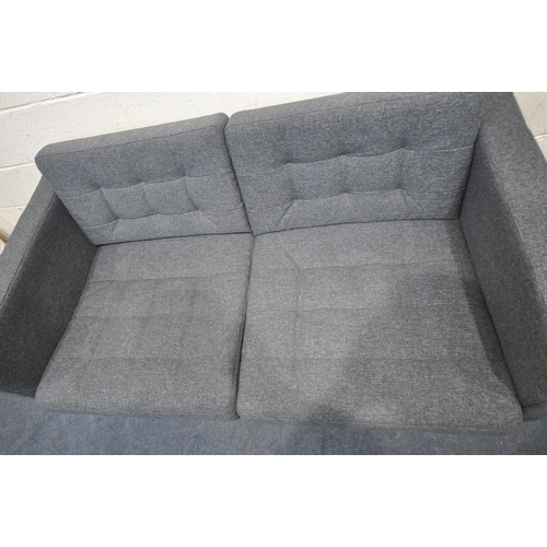 176 - A MODERN GREY UPHOLSTERED TWO SEATER SOFA, length 164cm x depth 95cm x height 78cm, condition report... 