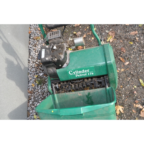 5 - A SUFFOLK PUNCH PETROL CYLINDER MOWER with scarifier cylinder fitted and mower cylinder separate and... 