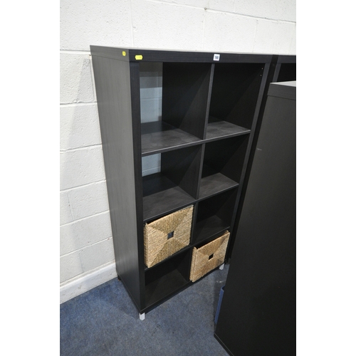 180 - THREE IKEA STORAGE UNITS, one with legs, two without, width 77cm x depth 39cm x height 155cm, condit... 