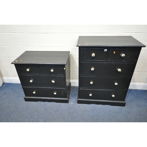 182 - A MODERN BLACK PAINTED PINE CHEST OF TWO SHORT OVER THREE LONG DRAWERS, width 80cm x depth 48cm x he... 