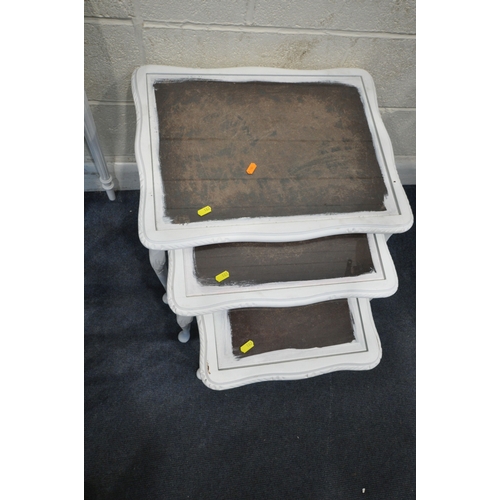 183 - A SELECTION OF WHITE PAINTED OCCASIONAL FURNITURE, to include a pair of lamp tables, with a single d... 