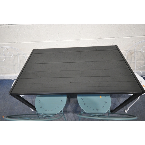 185 - A MODERN SMOKED GLASS RECTANGULAR TABLE, raised on a metal frame, width 120cm x depth 70cm x height ... 