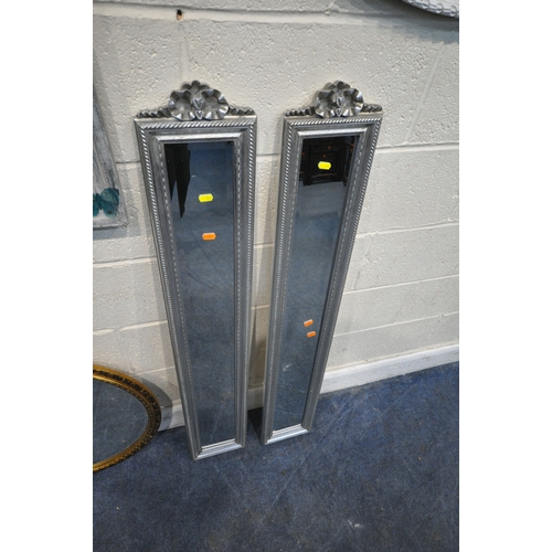 187 - A SELECTION OF WALL MIRRORS, varying in shape, size, designs, colours, etc, condition report: genera... 