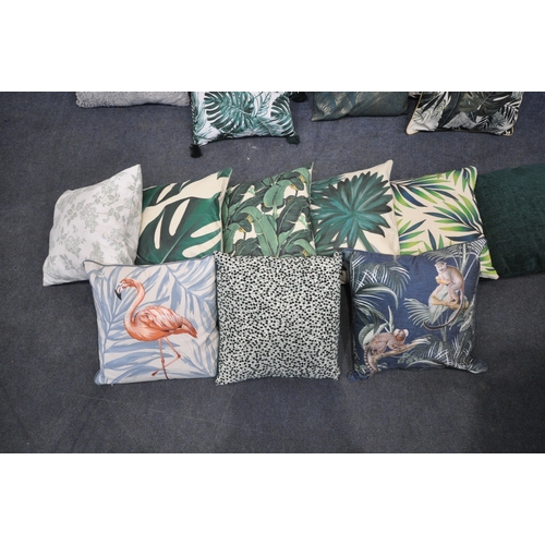 205 - FOUR PAIRS OF SCATTER CUSHIONS, along with nine odd cushions, varying in shape, size, material, desi... 