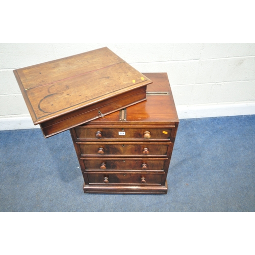 219 - AN EARLY 19TH CENTURY MAHOGANY DAVENPORT, the multidirectional spinning top can move in four directi... 