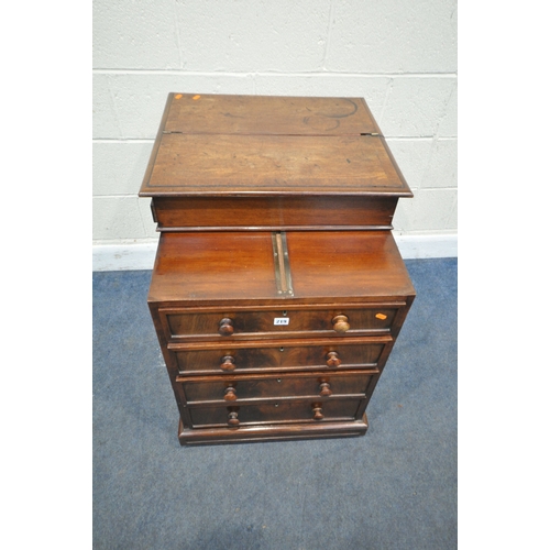 219 - AN EARLY 19TH CENTURY MAHOGANY DAVENPORT, the multidirectional spinning top can move in four directi... 