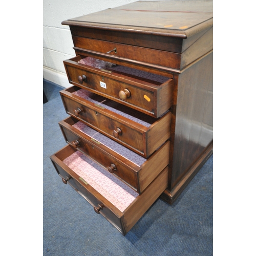 219 - AN EARLY 19TH CENTURY MAHOGANY DAVENPORT, the multidirectional spinning top can move in four directi... 