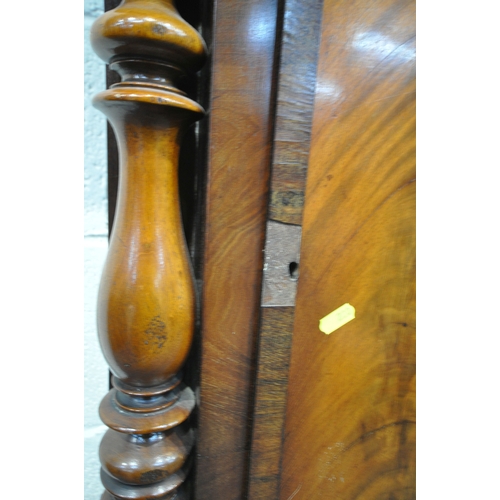 220 - A 19TH CENTURY MAHOGANY CASED LONGCASE CLOCK, with twin swan neck pediment, the arched glass door en... 