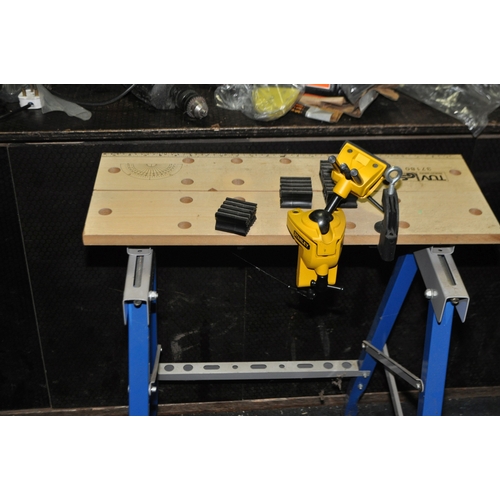 77 - A COLLECTION OF POWER TOOLS including a Parkside bench grinder, a Black and Decker, drill, Challenge... 