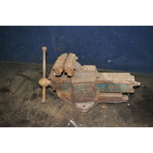 78 - A VINTAGE RECORD NO. 112 VICE, with 6in jaws, condition report: for restoration as its very rusty an... 