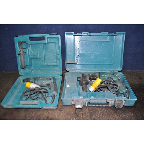 81 - A MAKITA HR 2460 110V SDS DRILL in case and a Makita HR1621 110v hammer drill in case (both UNTESTED... 