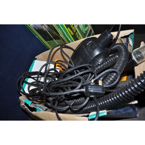 83 - A COLLECTION OF GARDEN ELECTRICAL ITEMS including a Black and Decker hedge trimmer, a 'The Handy' pa... 