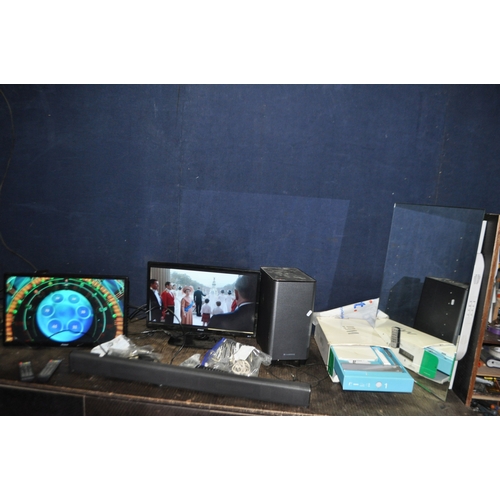 84 - TWO POLAROID 22in TV/DVD COMBI (one with stand and one with wall bracket, two Firesticks, a Cambridg... 
