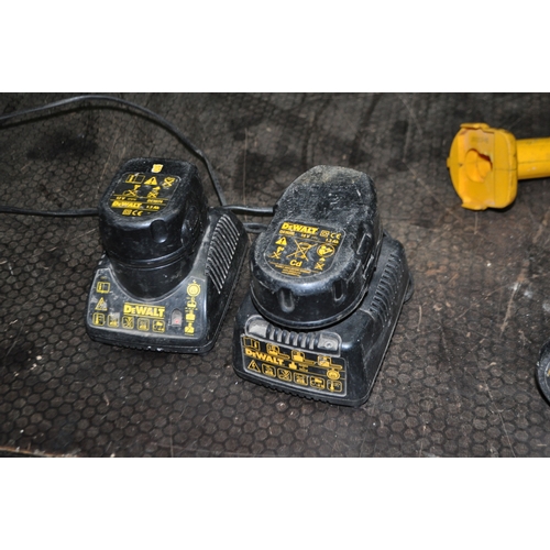 85 - A COLLECTION OF DeWALT POWER TOOLS including a DC725 drill with charger and two 18v batteries, a DW9... 