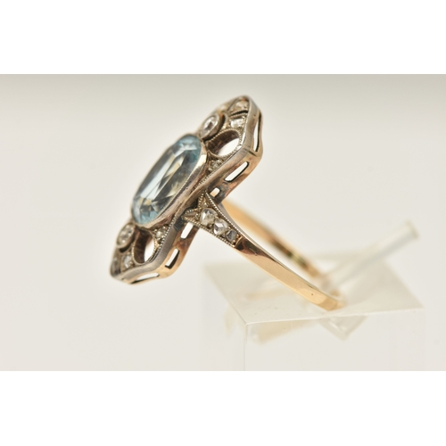 406 - AN EARLY 20TH CENTURY AUSTRO HUNGARIAN GEM SET RING, a principally set mixed cut aquamarine, approxi... 