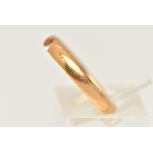 413 - A SPLIT 22CT GOLD BAND RING, 22ct hallmark at the split part of the band, approximate gross weight 2... 