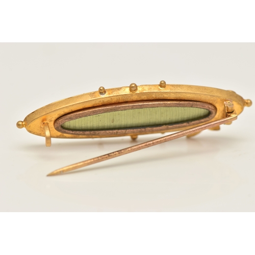 426 - A YELLOW METAL VICTORIAN 'MIZPAH' BROOCH, of an oval form decorated with ivy leaf and applied bead w... 