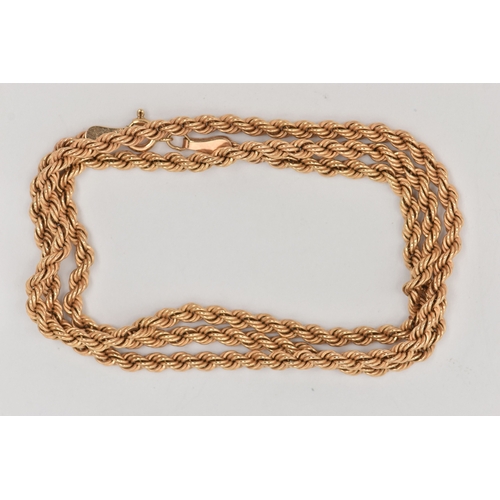 440 - A 9CT GOLD ROPE TWIST CHAIN NECKLACE, fitted with a spring clasp, hallmarked 9ct Birmingham import, ... 