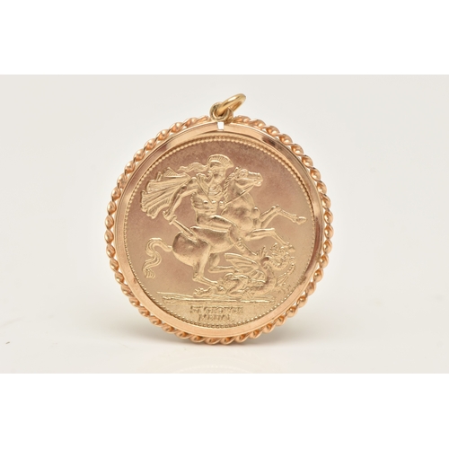 458 - A 9CT GOLD ST.GEORGE PENDANT, St. George Medal dated 1979, collet set within a rope twist surround, ... 
