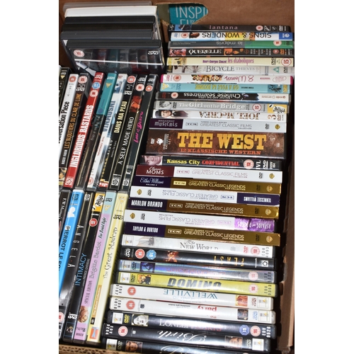 THREE BOXES OF DVDS & BLU-RAY containing over 220 film titles ...